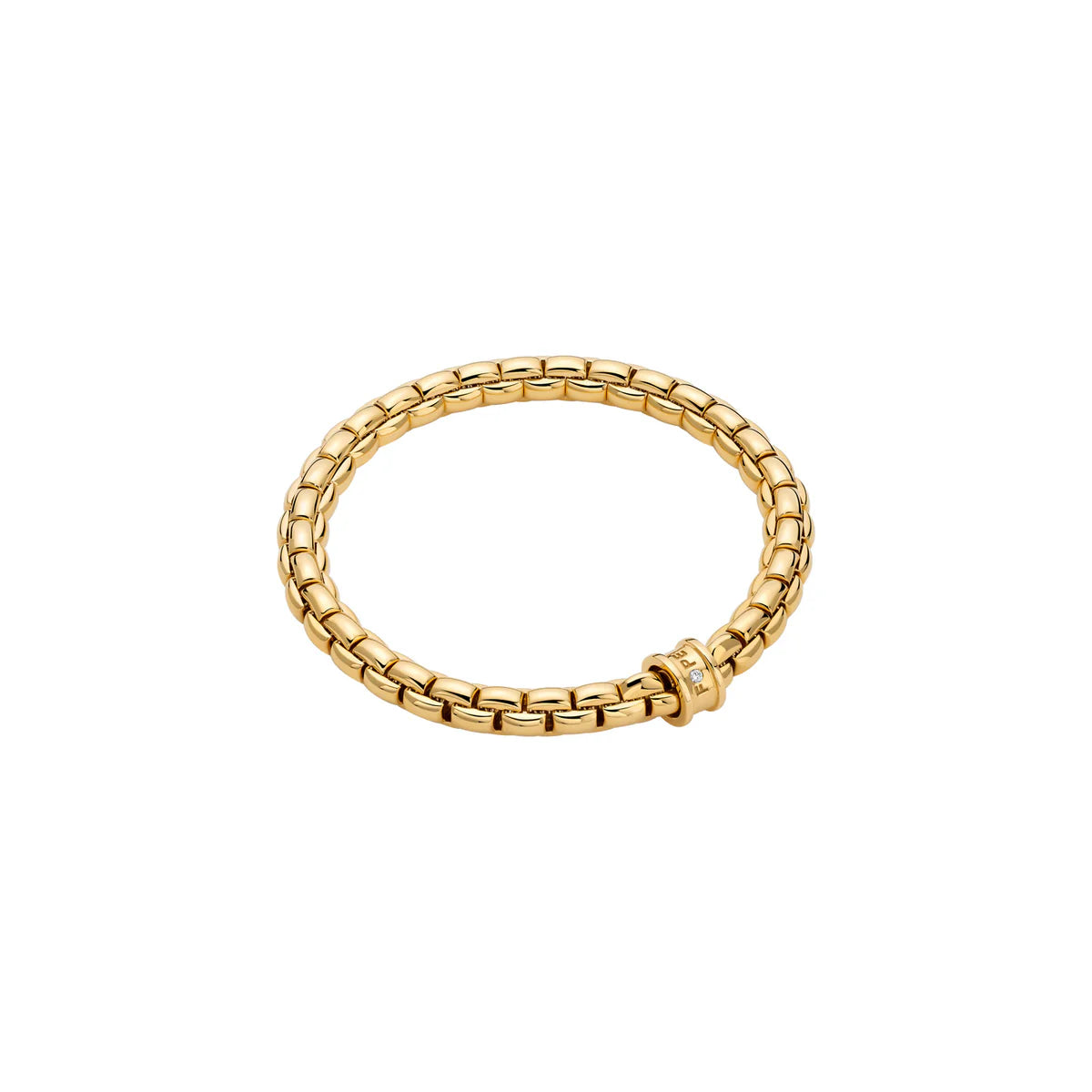FOPE 18K YELLOW ITALIAN GOLD 0.02 CTTW DIAMOND RONDEL EKA FLEX'IT BRACELET SIZE MEDIUM