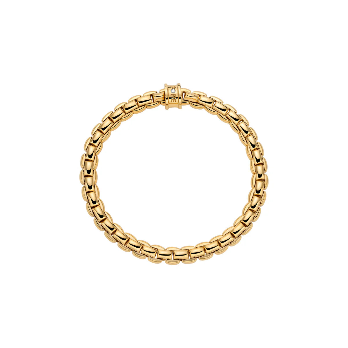 FOPE 18CT YELLOW ITALIAN GOLD 0.02 CTTW DIAMOND RONDEL EKA FLEX'IT BRACELET SIZE MEDIUM