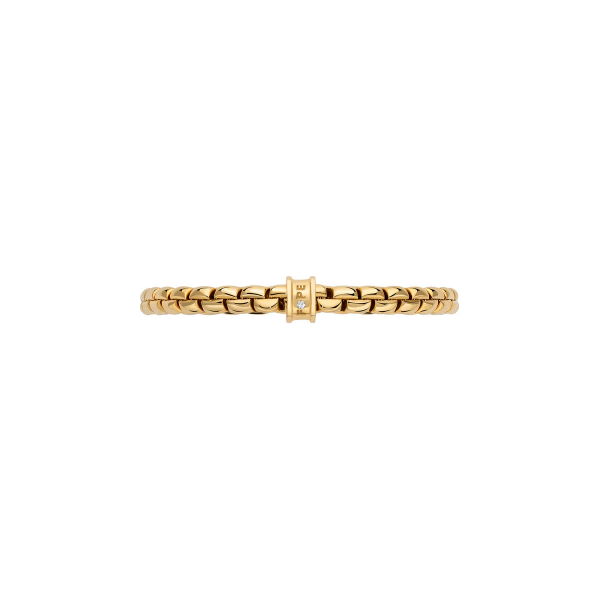 FOPE 18K YELLOW ITALIAN GOLD 0.02 CTTW DIAMOND RONDEL EKA FLEX'IT BRACELET SIZE MEDIUM