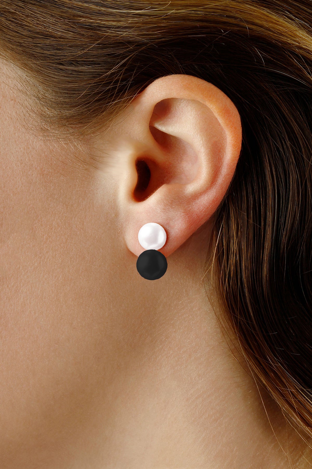 CARLA 14K YELLOW GOLD FRESHWATER PEARL WITH BLACK ONYX DROP EARRINGS