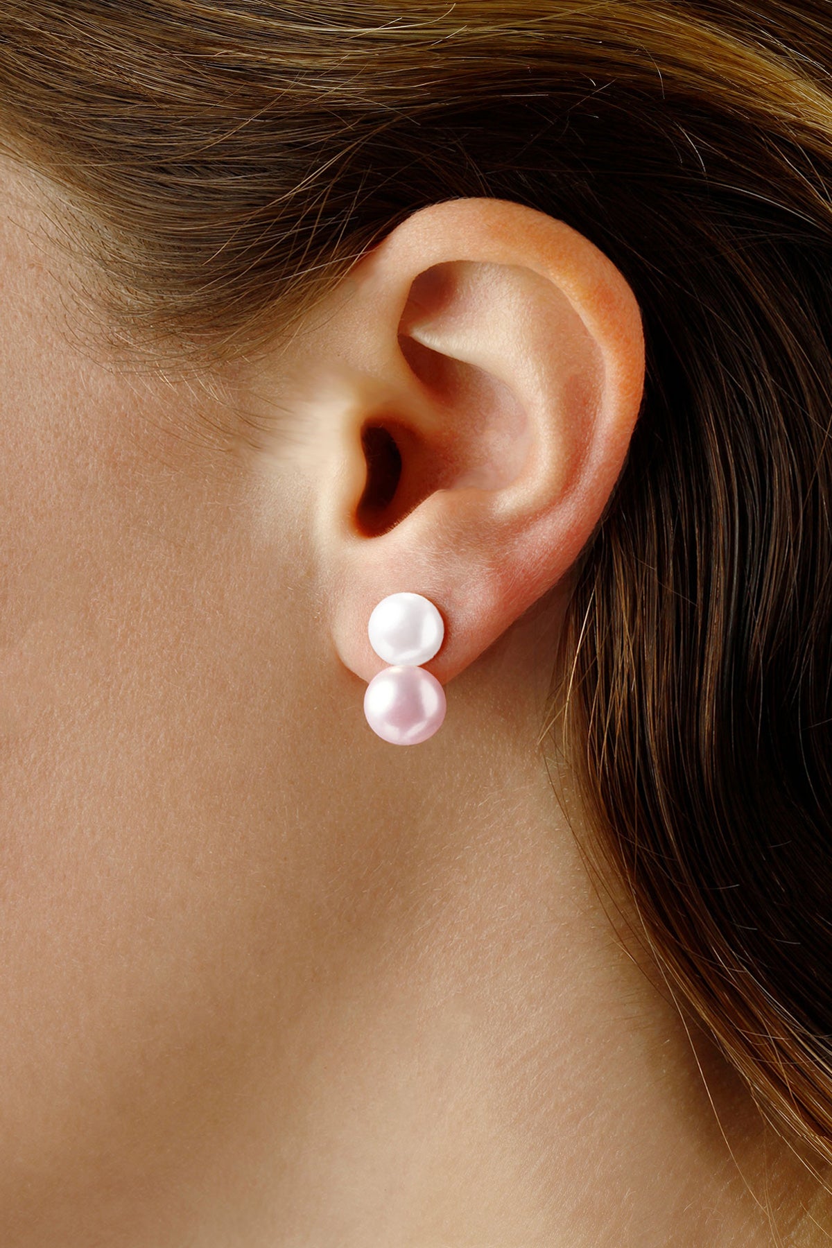 CARLA 14K YELLOW GOLD WHITE AND PINK FRESHWATER PEARL DROP EARRINGS