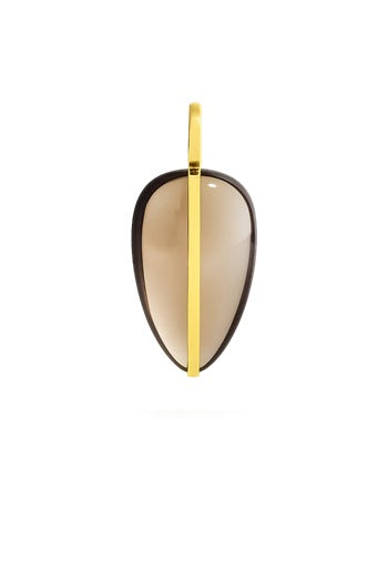 BY PARIAH SMALL PEBBLE PENDANT 14K RECYCLED YELLOW GOLD, SMOKEY QUARTZ.