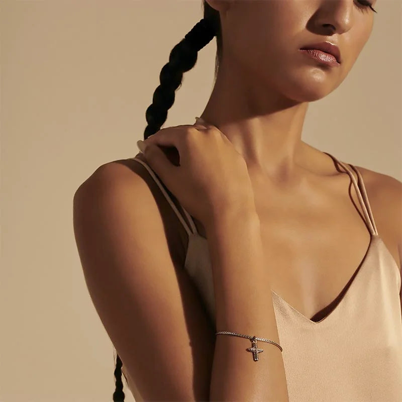 Classic Chain Cross Charm Bracelet