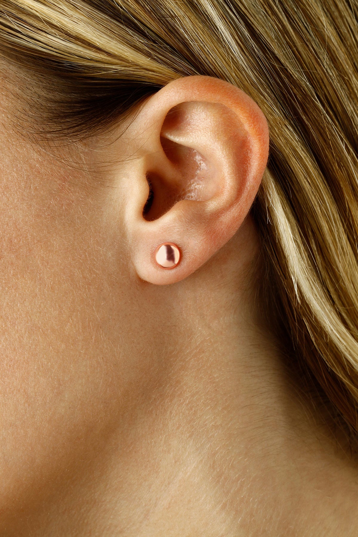 CARLA 14K ROSE GOLD FLAT BALL STUD EARRINGS