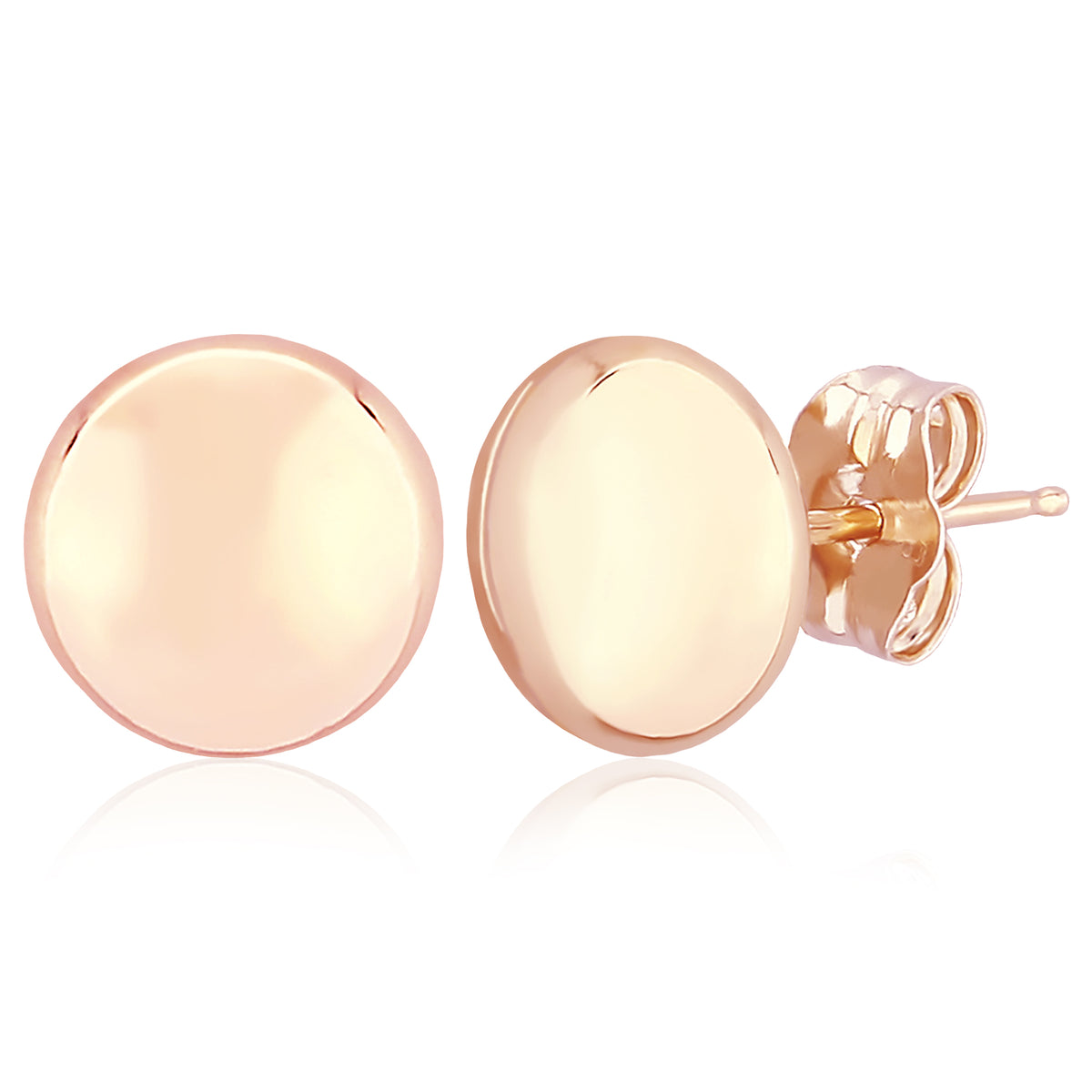 CARLA 14K ROSE GOLD FLAT BALL STUD EARRINGS