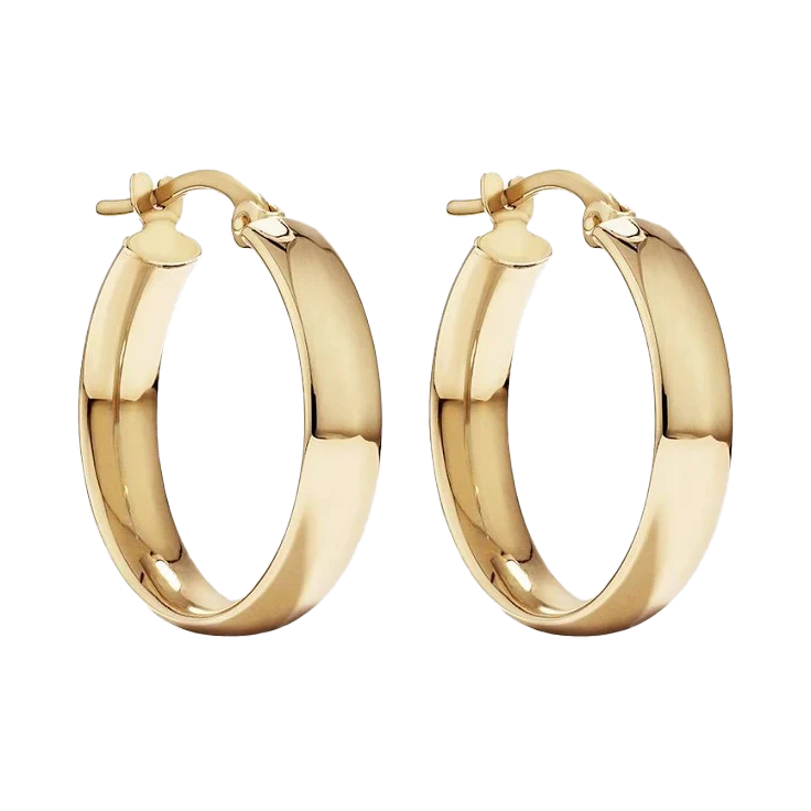 14K YELLOW ITALIAN GOLD 5.8MM LOW DOME HOOP EARRINGS (MEDIUM)