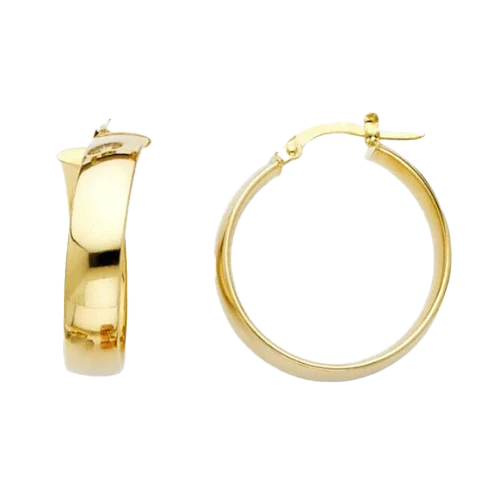 14K YELLOW ITALIAN GOLD 5.8MM LOW DOME HOOP EARRINGS (SMALL)