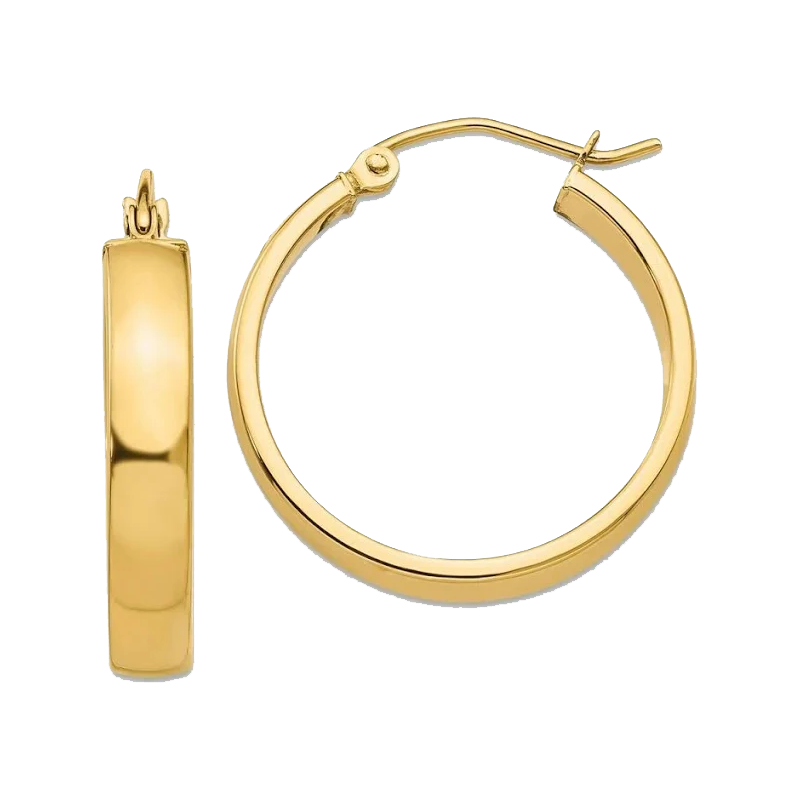 14K YELLOW ITALIAN GOLD 5.9MM LOW DOME HOOP EARRINGS (LARGE)