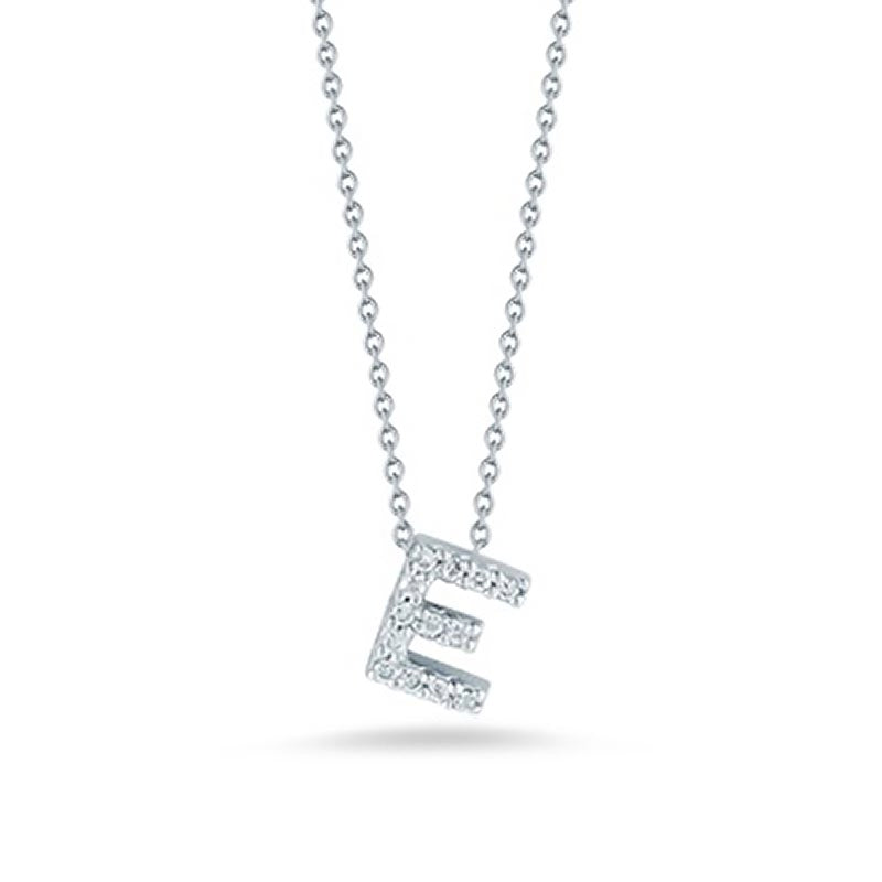 Roberto Coin 18K White Gold Tiny Treasures Diamond Letter 'E' Pendant