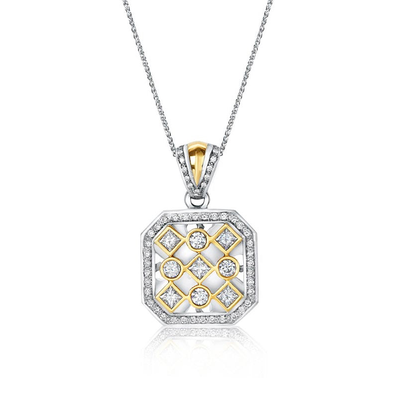 Italian Gold Diamond Pendant and Chain