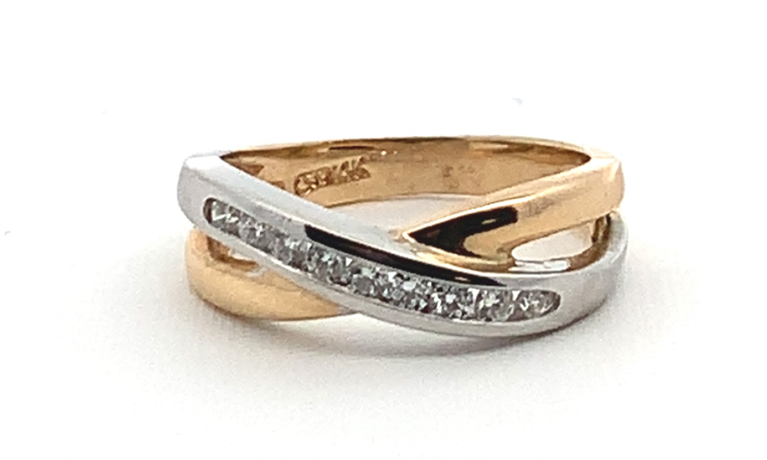 Max Strauss 14K Yellow & White Gold Double Row Diamond Ring