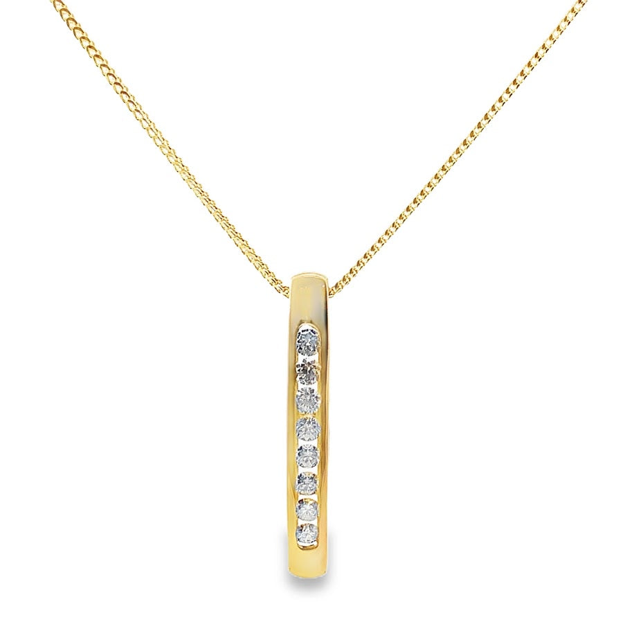 Max Strauss 14K Yellow Gold Channel-Set Diamond Pendant & Chain