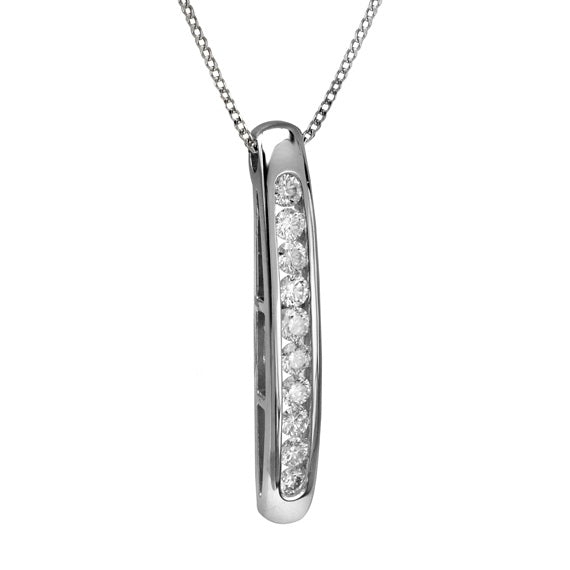 Max Strauss 14K White Gold Channel-Set Diamond Pendant & Chain