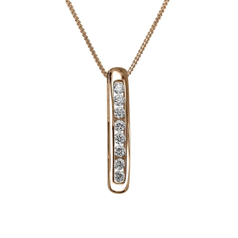 Max Strauss 14K Rose Gold Channel-Set Diamond Pendant & Chain
