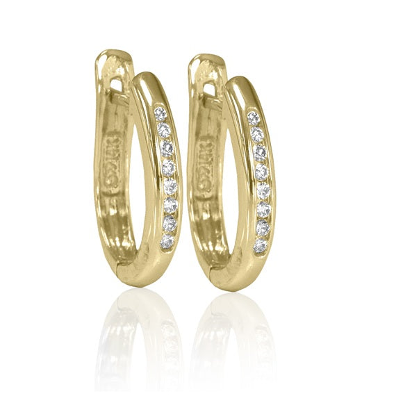Max Strauss 14K Yellow Gold Channel-Set Diamond Huggie Earrings
