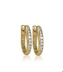 Max Strauss 14K Yellow Gold Channel-Set Diamond Hoop Earrings