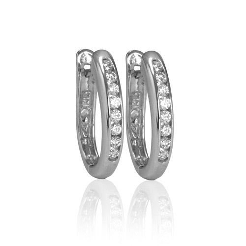 Max Strauss 14K White Gold Channel-Set Diamond Huggie Earrings