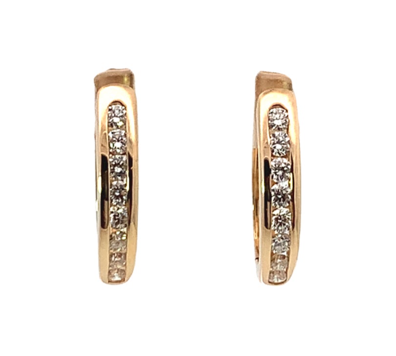 Max Strauss 14K Yellow Gold Channel-Set Diamond Huggie Earrings
