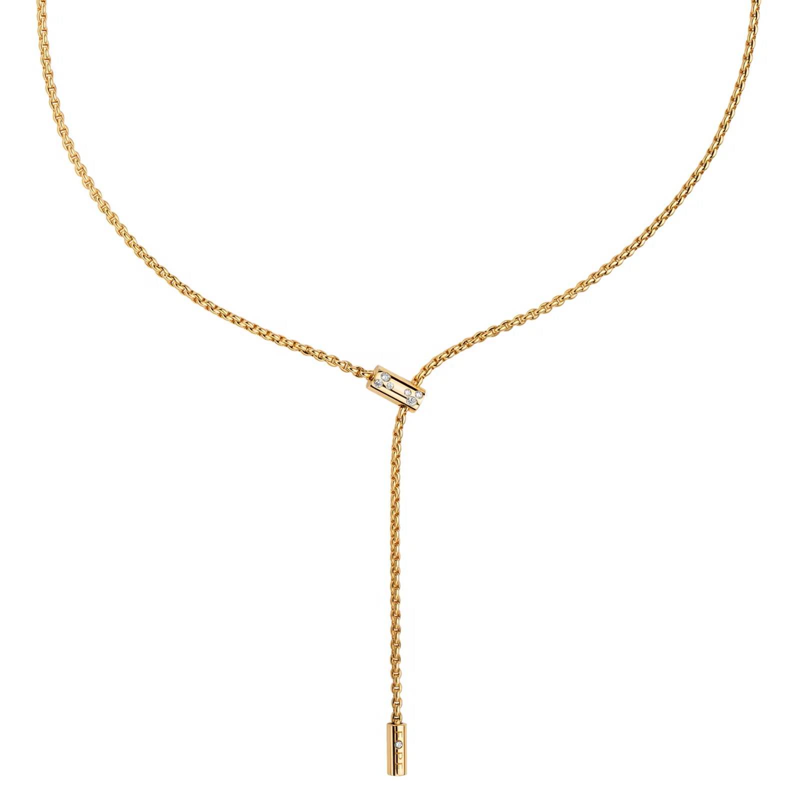 FOPE GIOIELLI 18K YELLOW GOLD 16 INCH ARIA NECKLACE WITH EMBEDDED DIAMONDS MEASURING 0.11 TOTAL CARAT WEIGHT.