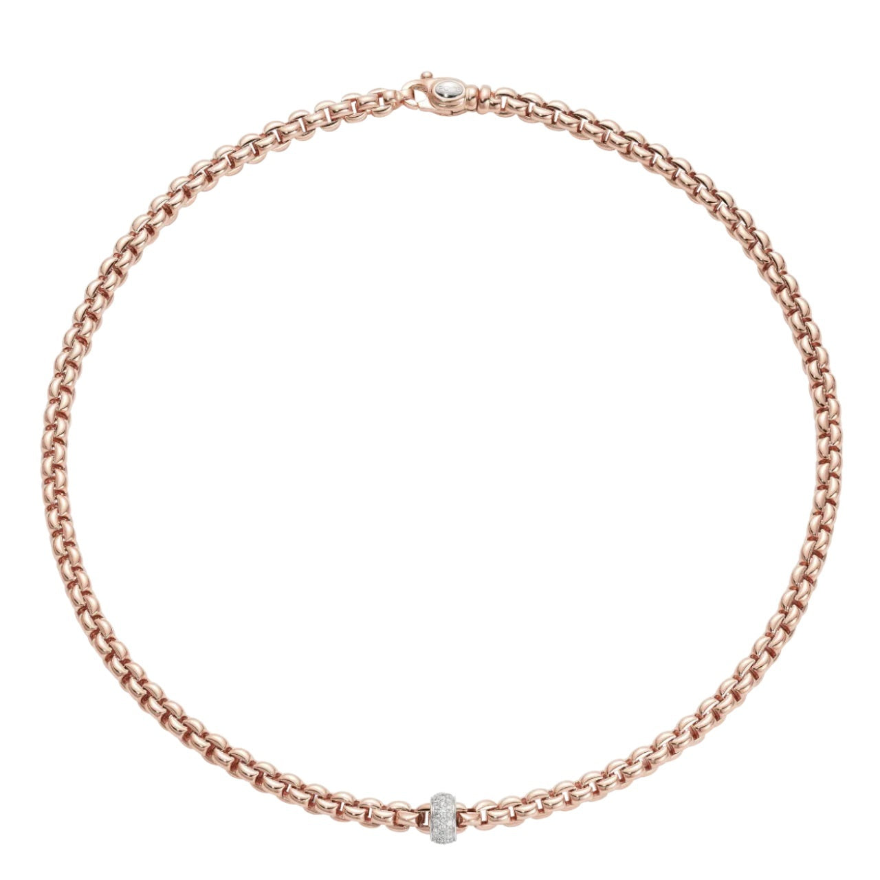 FOPE GIOIELLI 18K ROSE GOLD 18 INCH EKA NECKLACE WITH DIAMOND RONDEL MEASURING 0.37 TOTAL CARAT WEIGHT