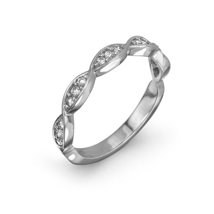 MAX STRAUSS 14K WHITE GOLD INFINITY INSPIRED RING SET WITH SMALL ROUND DIAMONDS 0.18 TW GH/SI