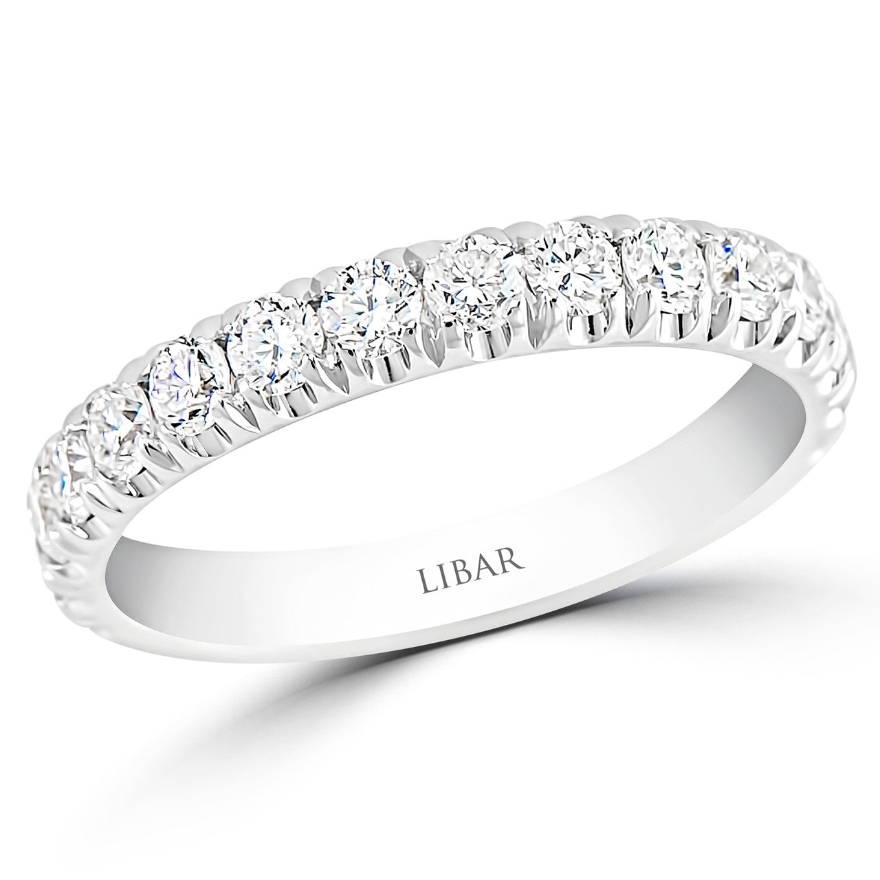 MAX STRAUSS 14K WHITE GOLD TUBULAR MICRO FRENCH PAVE SET LAB GROWN DIAMOND BAND 1.00 TW GH/SI