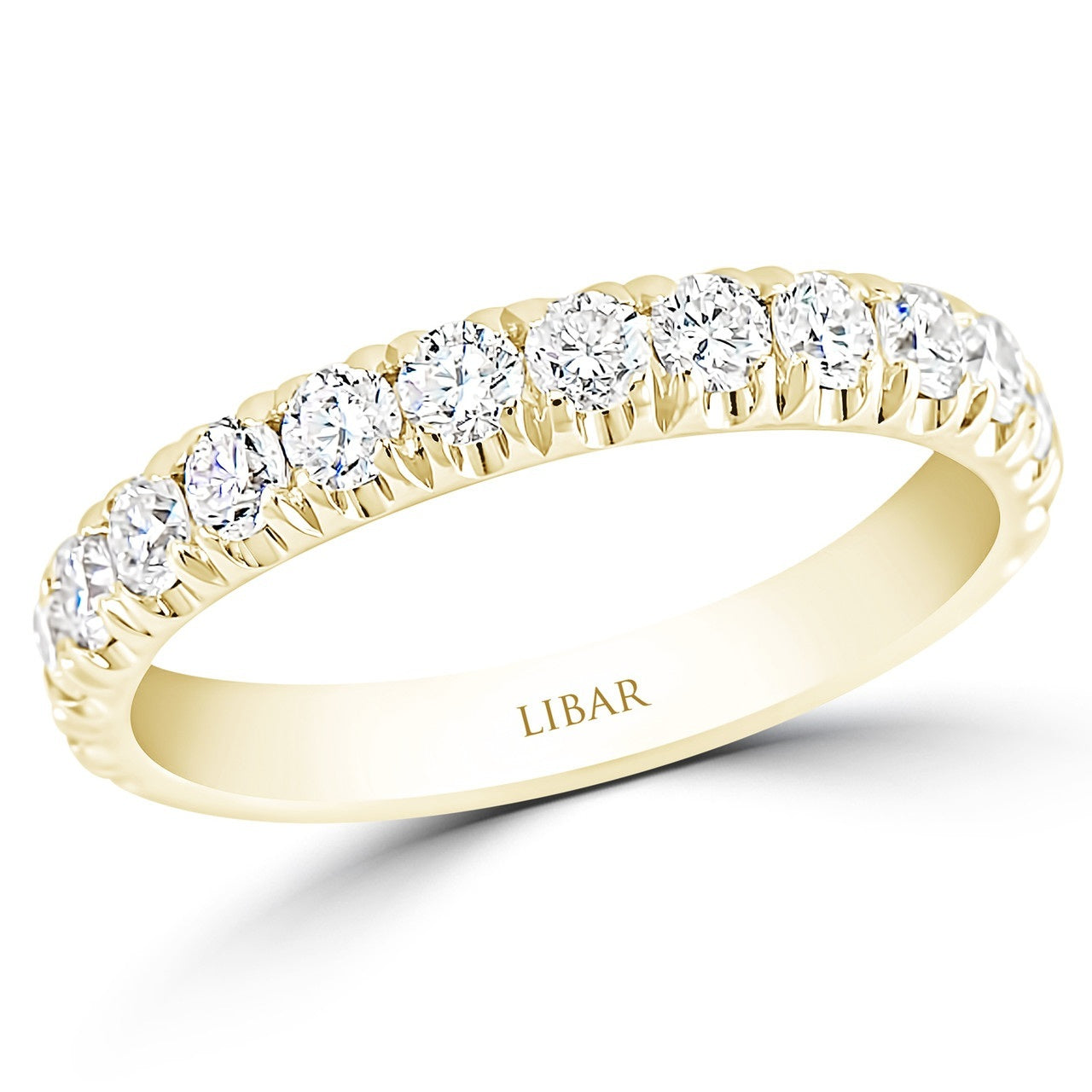 MAX STRAUSS 14K YELLOW GOLD TUBULAR MICRO FRENCH PAVE SET LAB GROWN DIAMOND BAND 1.00 TW GH/SI