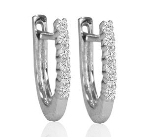 MAX STRAUSS 14K WHITE GOLD HOOP EARRINGS SET WITH NATURAL DIAMONDS 0.35 TW GH/SI.