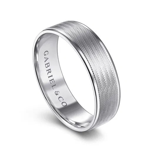 JACOB-14K WHITE GOLD 6MM-MEN'S WEDDING BAND IN BRUSHED FINISH