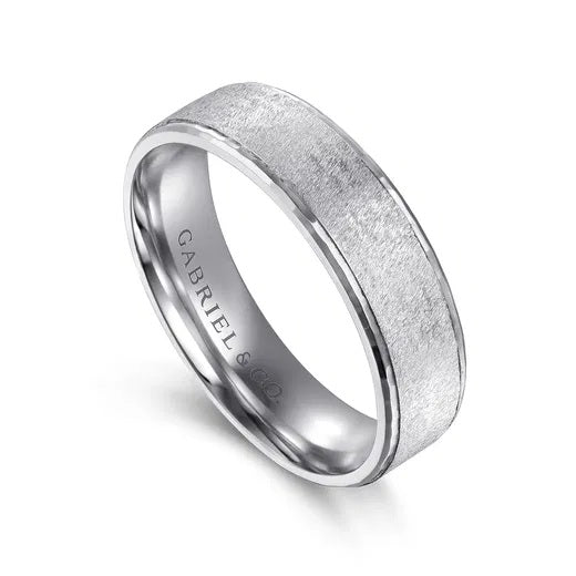 MATTHEW-14K WHITE GOLD 6MM-MEN'S WEDDING BAND IN HORIZONTAL BRUSH FINISH