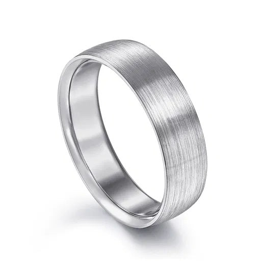 SAMUEL-14K WHITE GOLD 6MM-MEN'S WEDDING BAND IN SATIN FINISH