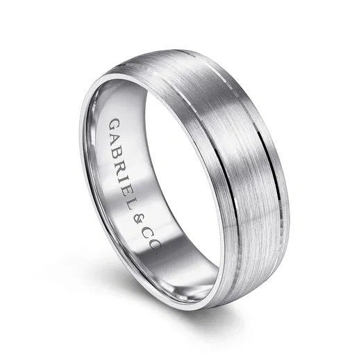 ANDREW-14K WHITE GOLD 7MM-MEN'S WEDDING BAND IN SATIN FINISH