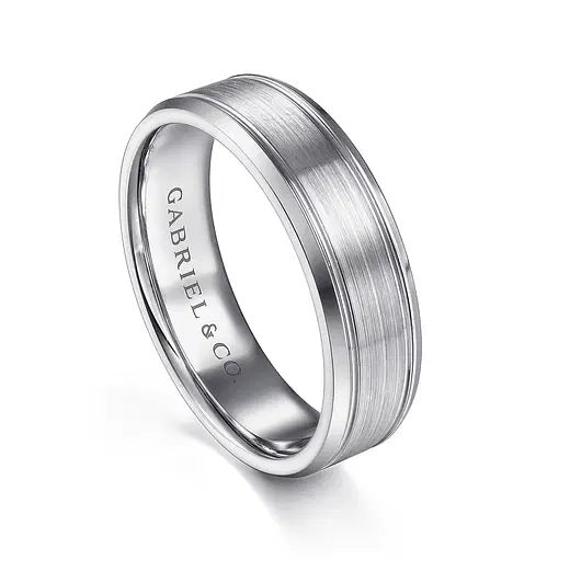 CHARLES-14K WHITE GOLD 6MM-MEN'S WEDDING BAND IN SATIN FINISH