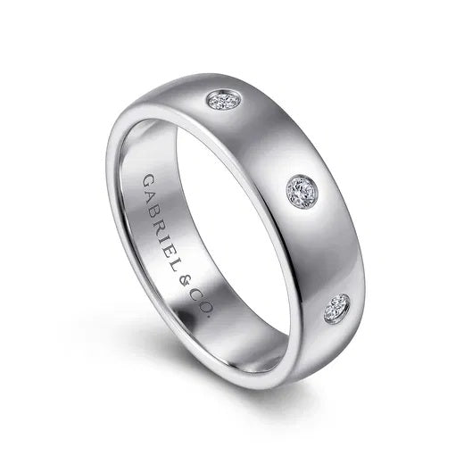 EMRYS-14K WHITE GOLD DIAMOND MEN'S WEDDING RING IN HIGH POLISHED FINISH