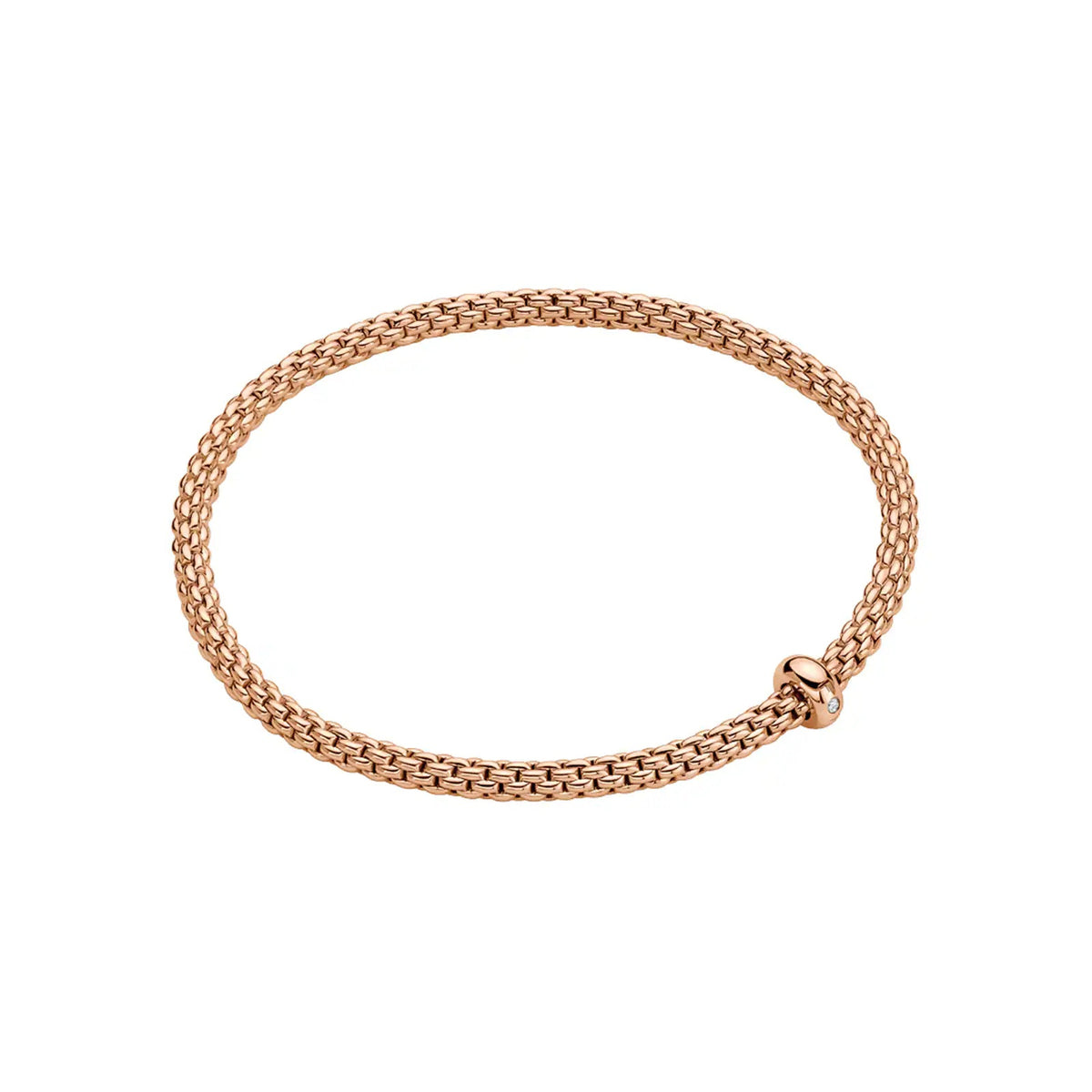 FOPE 18K ROSE GOLD PRIMA BRACELET WITH 0.01 CT DIAMOND SIZE SMALL
