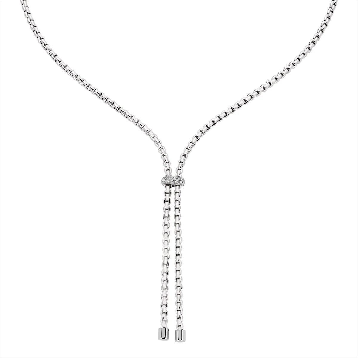 FOPE 18K WHITE GOLD EKA NECKLACE WITH DIAMONDS 0.10CT, 17 INCH