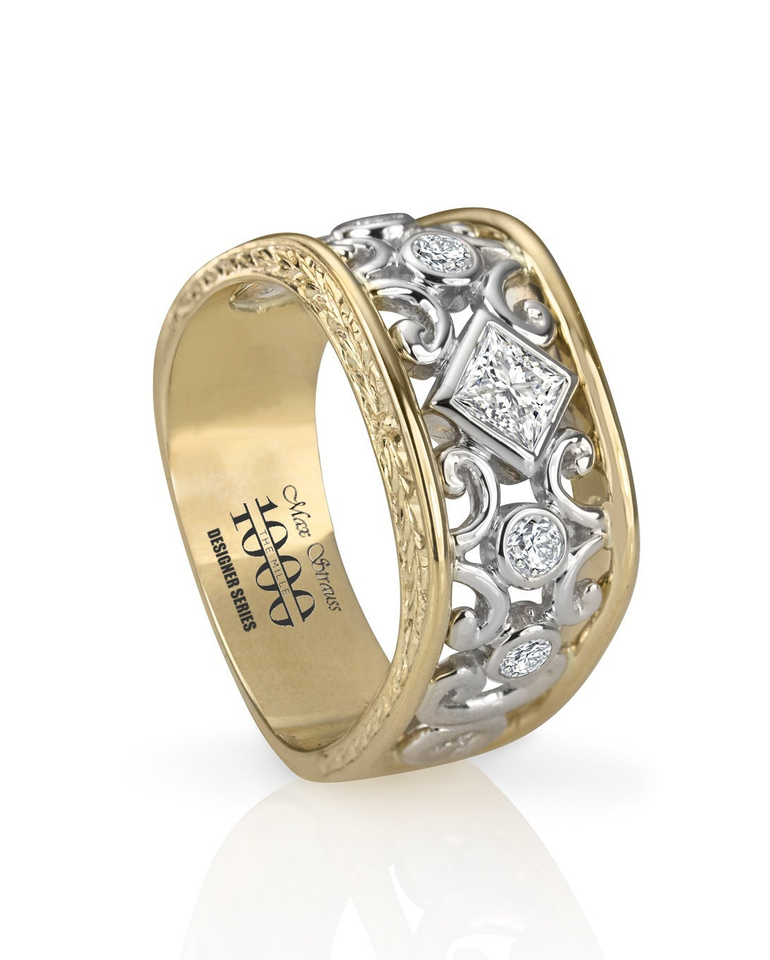 MAX STRAUSS 14K YELLOW AND WHITE GOLD DESIGNER SERIES RING, 0.45 TOTAL WEIGHT GH/SI