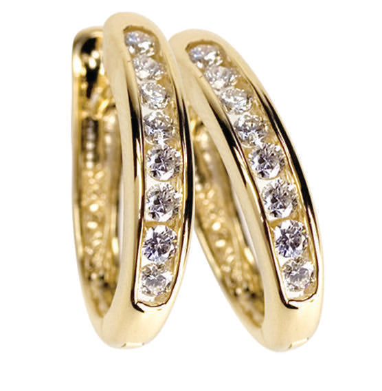 MAX STRAUSS 14K YELLOW GOLD CHANNEL SET HUGGIE EARRINGS WITH DIAMONDS (GH/SI) MEASURING 0.50 TOTAL CARAT WEIGHT