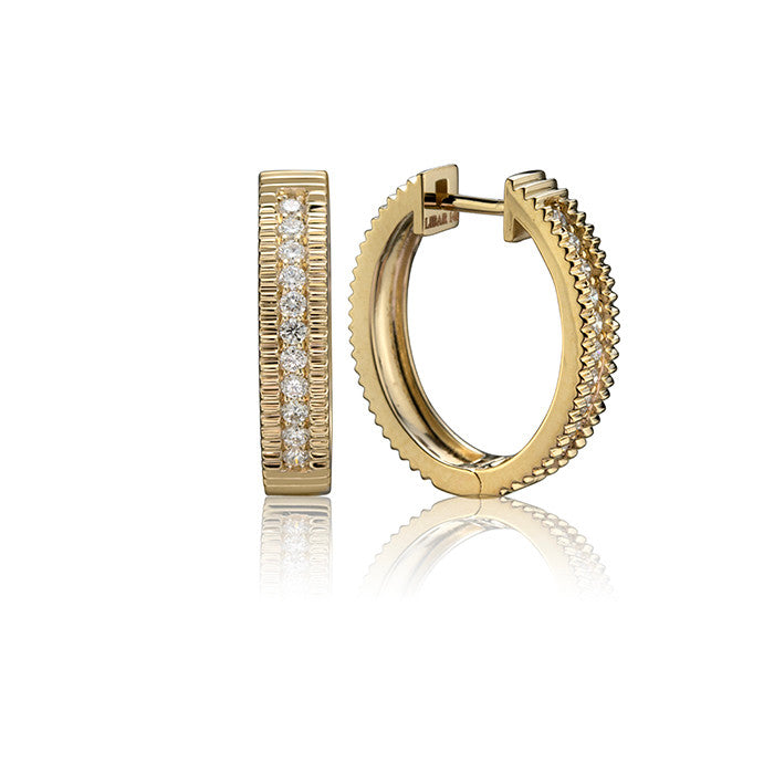 14K YELLOW GOLD INTIMITE DIAMOND HOOP EARRINGS 0.20 CT SI G/H