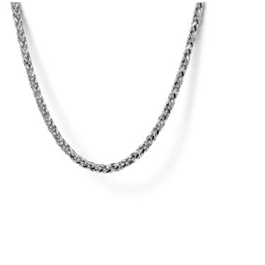 GABRIEL & CO STERLING SILVER 22 INCH SOLID WHEAT LINK CHAIN.