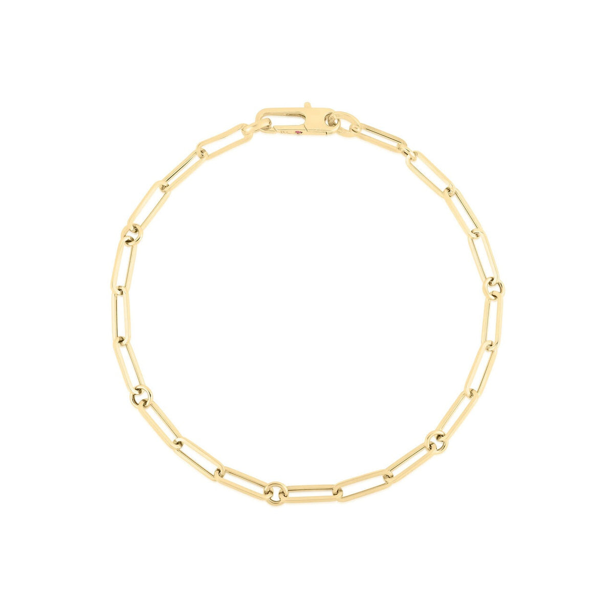ROBERTO COIN 18K YELLOW DESIGNER GOLD PAPERCLIP & ROUND LINK BRACELET
