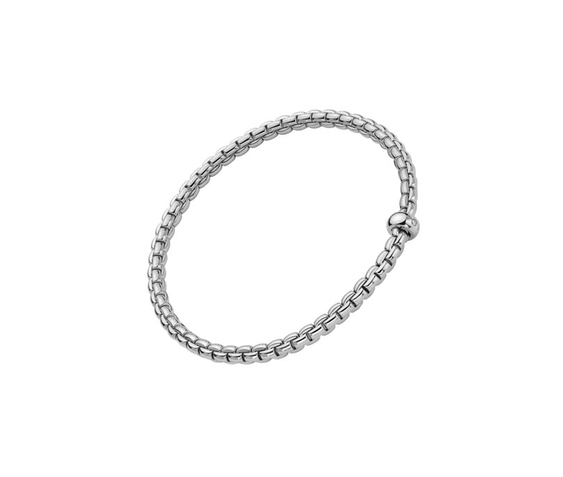 FOPE 18K WHITE GOLD EKA FLEX'IT BRACELET WITH 0.01 CT DIAMOND, SIZE MEDIUM