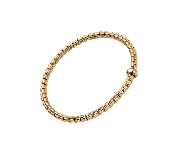 FOPE 18K YELLOW GOLD EKA FLEX'IT BRACELET WITH 0.01 CT DIAMOND, SIZE MEDIUM