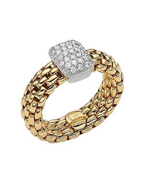 FOPE 18K YELLOW AND WHITE GOLD VENDOME RING 0.41CT TW, SIZE MEDIUM