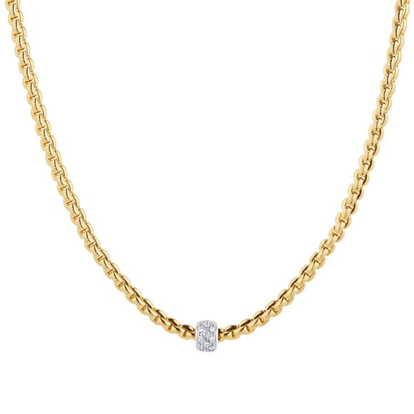 FOPE 18K YELLOW GOLD EKA NECKLACE WITH DIAMOND RONDELLE 0.19CT TW