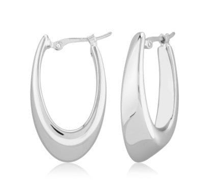 CARLA 14K WHITE GOLD MEDIUM VISOR HOOP EARRINGS