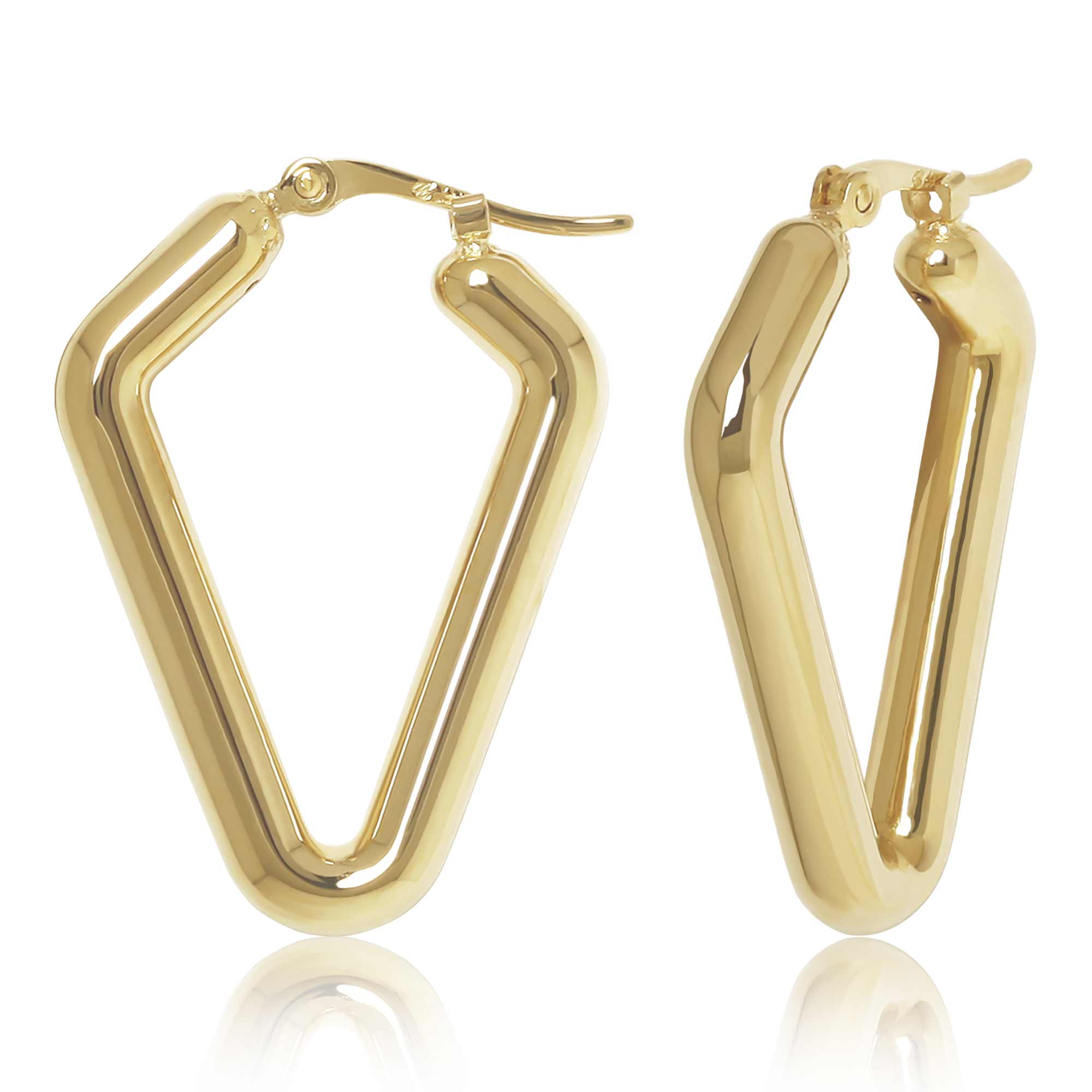 CARLA 14K YELLOW GOLD DIAMOND SHAPE TUBE HOOP S/D EARRINGS