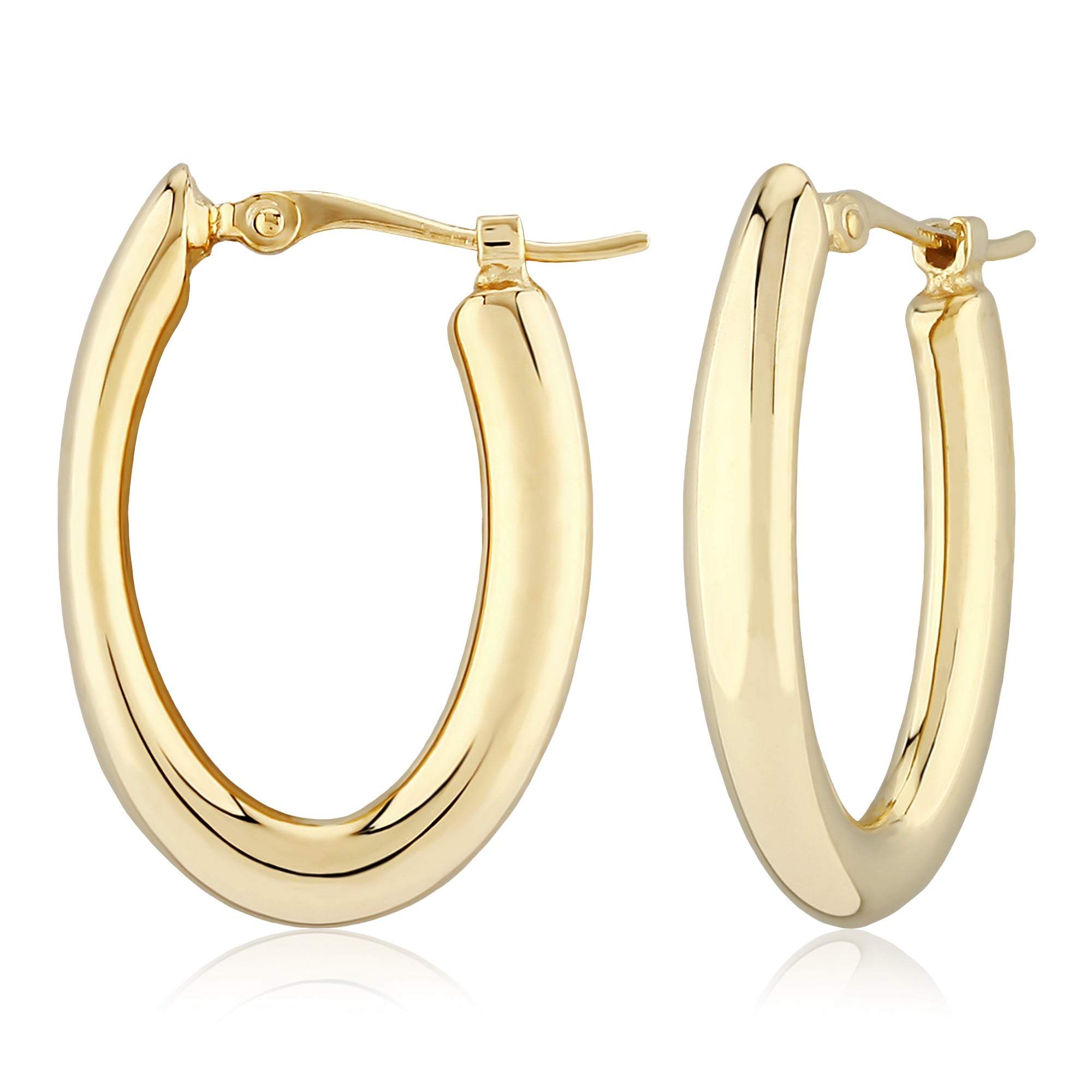 CARLA 14K YELLOW GOLD SMALL POLISHED OVAL HOOP EARRINGS