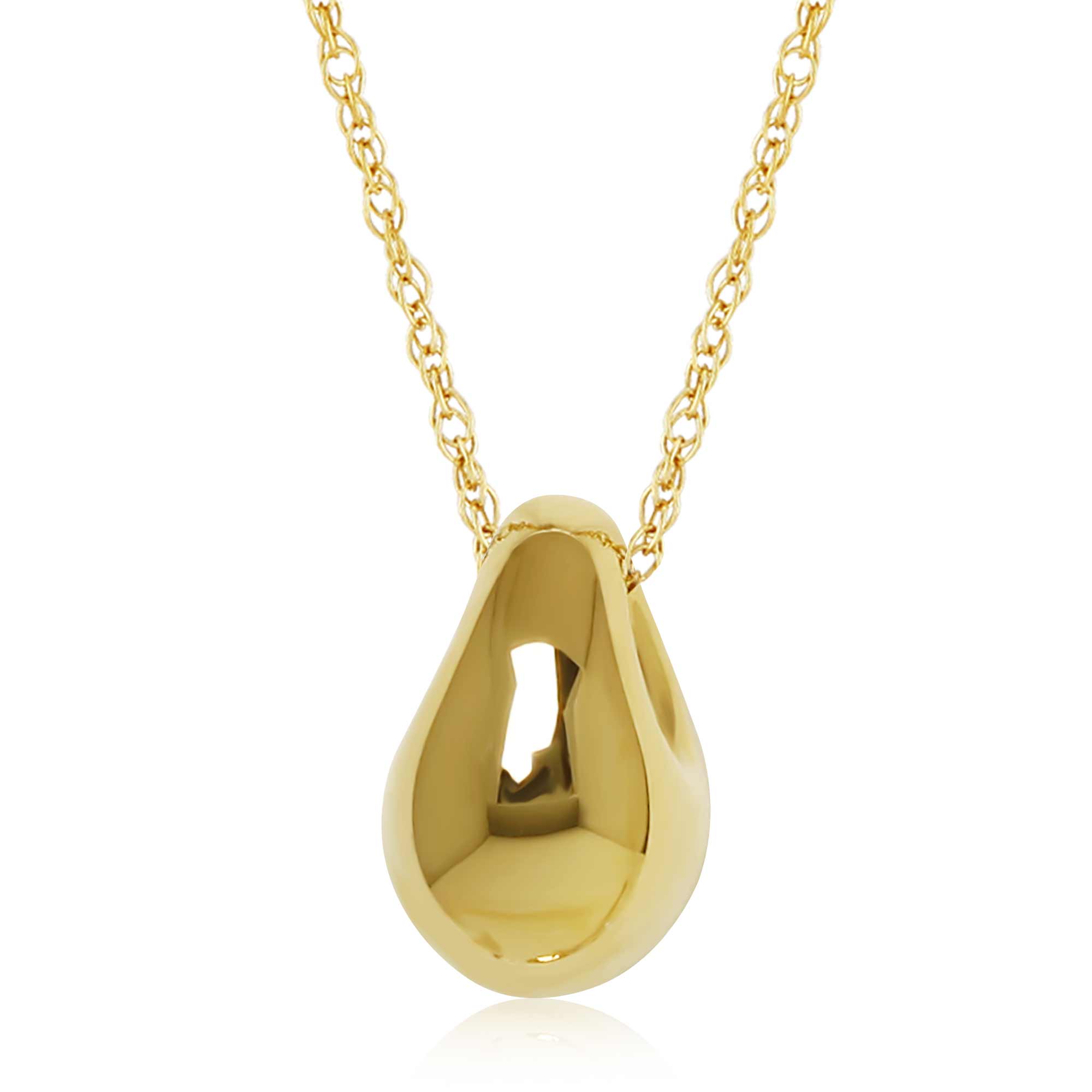 14K YELLOW GOLD TEARDROP WITH 6R18" ROPE CHAIN