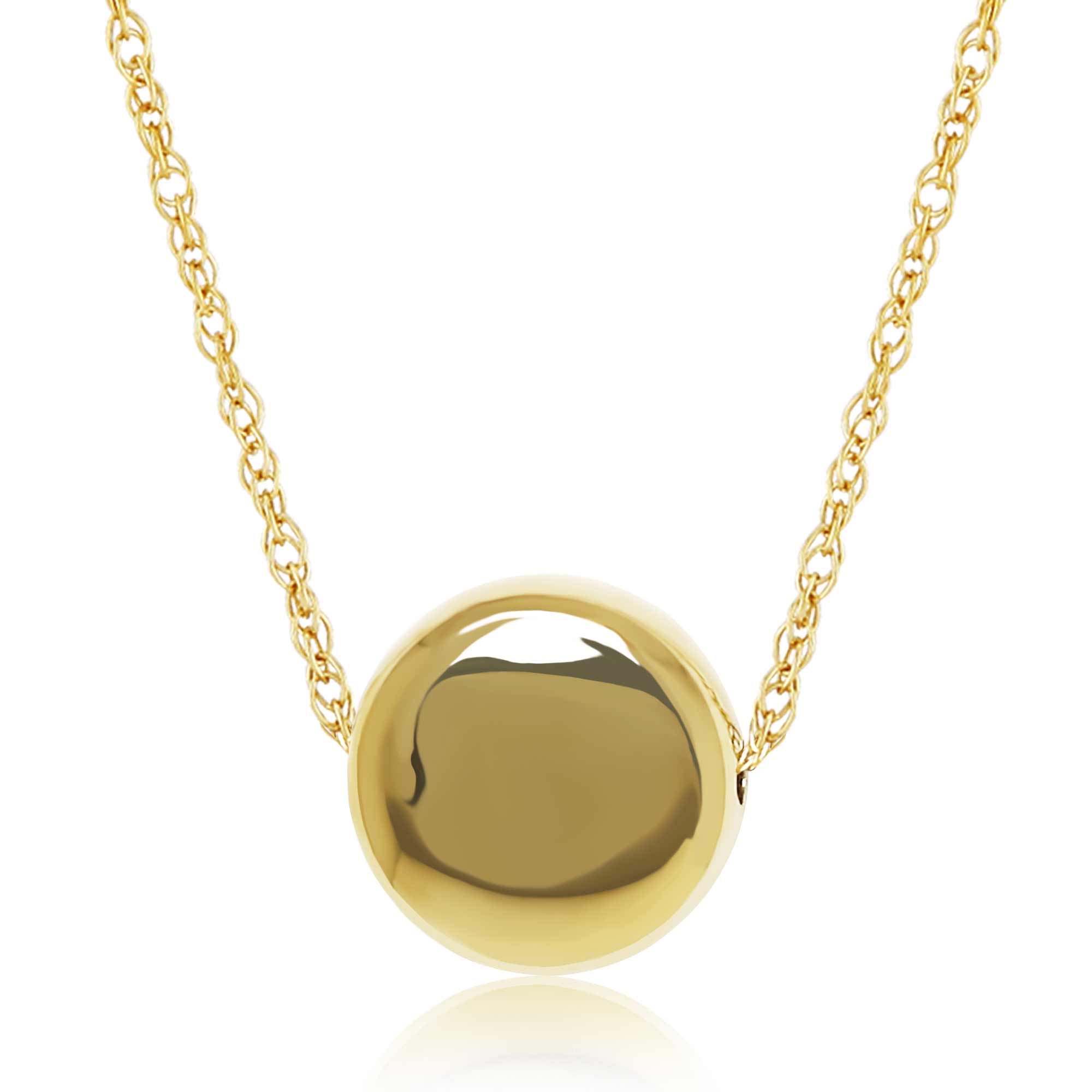 CARLA 14K YELLOW GOLD ROUND DISC PENDANT ON AN 18 INCH ROPE CHAIN